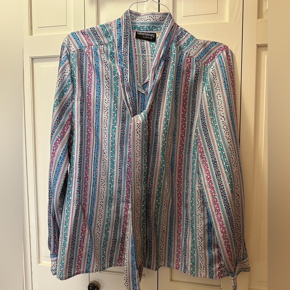 Vintage Haberdashery by Personal Button Down Blouse Neck Bow size 18